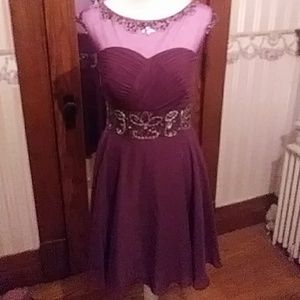 Burgundy formal dress with sequins n beading sz14